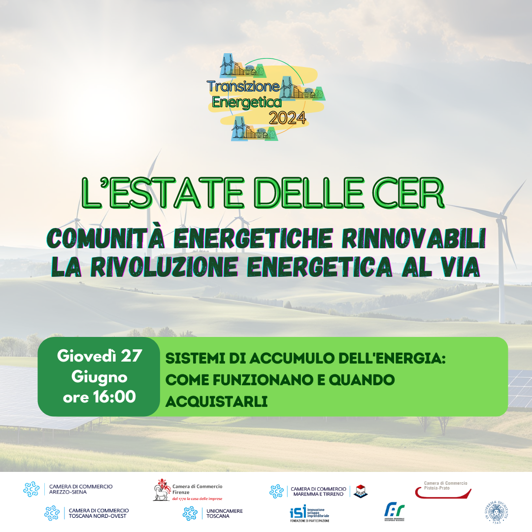 Webinar "L'ESTATE DELLE CER - Sistemi di accumulo dell'energia: come funzionano e quando acquistarli"