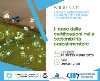 Webinar "Il ruolo delle certificazioni nella sostenibilità agroalimentare" Webinar "Il ruolo delle certificazioni nella sostenibilità agroalimentare"
